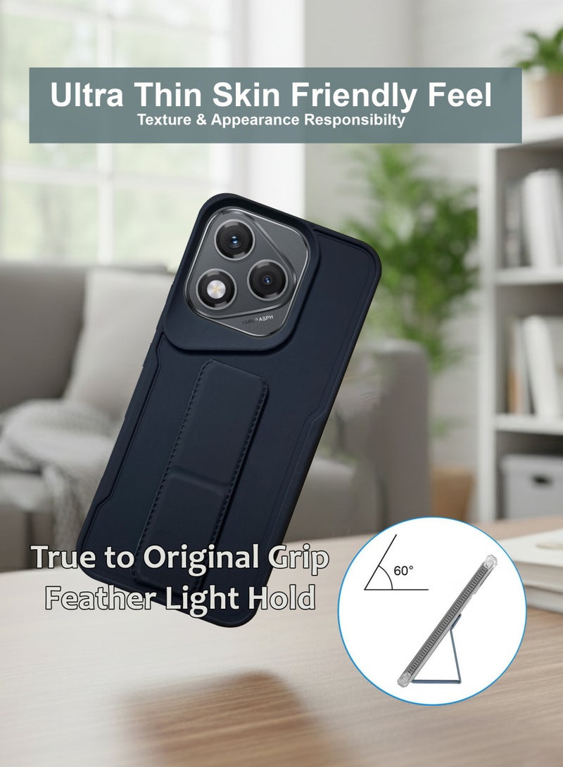 Honor 400 Lite Hand Grip Case Cover - Magnetic Hand Grip Holder & Kickstand - Strong Grip for Magnetic Car Holder, Stylish Silicone Case & Functional, Ultimate Convenience & Hands-Free Viewing - Black - Image 2